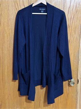 Love Forever cozy Navy Open-Front Pocket Cardigan Sz 2X